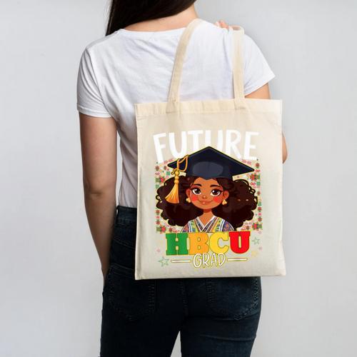 Future HBCU Grad Afro Girl College Graduation Kids Canvas Tote Bag - Best Gift Smart