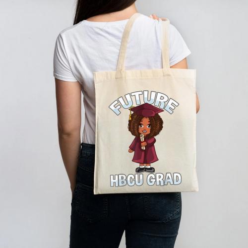 Future HBCU Grad Girl Wearing Graduation Gown Canvas Tote Bag - Best Gift Smart