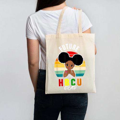 Future HBCU Grad Graduate Afro Girl College Graduation Canvas Tote Bag - Best Gift Smart