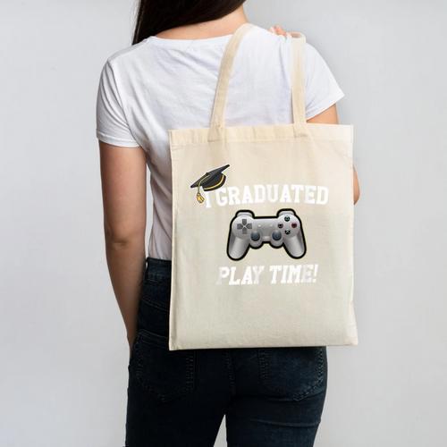 Gamers Graduation I Graduated Play Time Gamer Canvas Tote Bag - Best Gift Smart