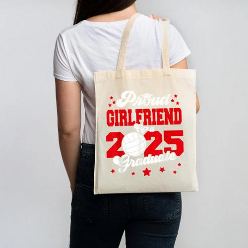 Girlfriend Of a 2025 Graduate Prom Graduation 25 VolleyBall Canvas Tote Bag - Best Gift Smart