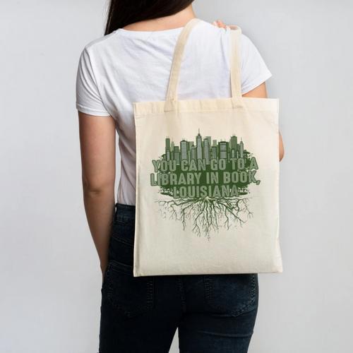 Go To a Library In Book Louisiana Pun LA Joke Baton Rouge Canvas Tote Bag - Bookorys DE