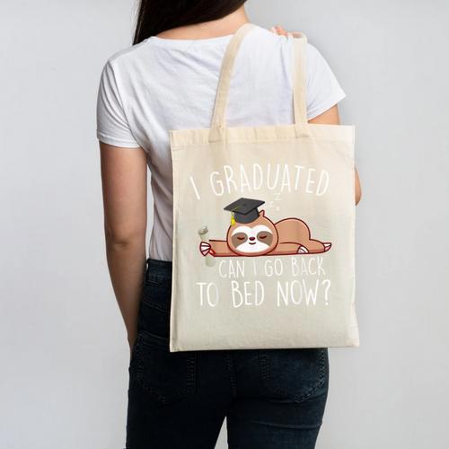 I Graduated Can I Go Back To Bed Now Shirts Graduation Canvas Tote Bag - Best Gift Smart