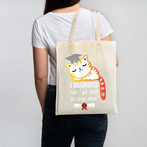 I Graduated Can I Go Back To Sleep Now Graduation Canvas Tote Bag - Best Gift Smart