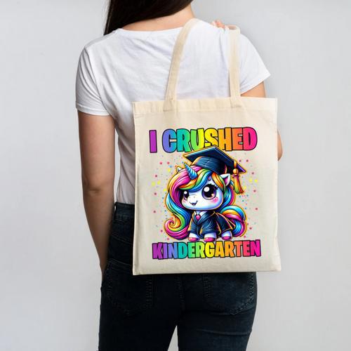 Graduation I Crushed Kindergarten Unicorn Girls Grad Magical Canvas Tote Bag - Best Gift Smart