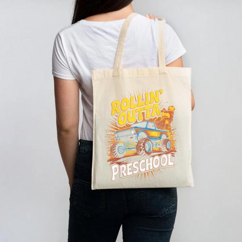 Graduation Rollin' Outta Preschool Monster Truck Boys Pre-K Canvas Tote Bag - Best Gift Smart