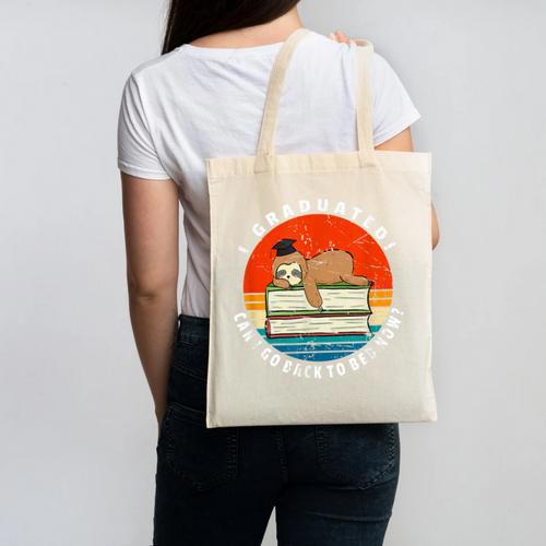 Graduation Sloth Can I Go Back To Bed Now Vintage Canvas Tote Bag - Best Gift Smart