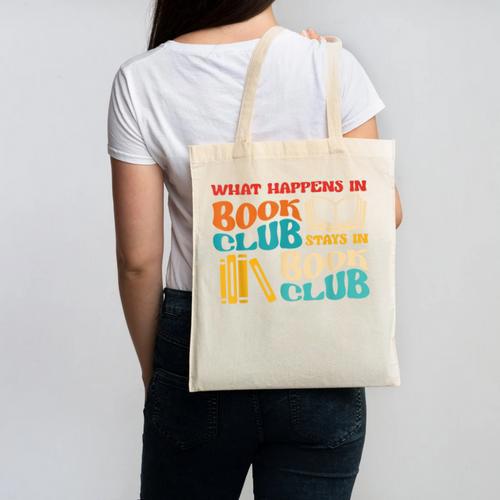 What Happens In Book Club Stays In Book Club Retro Canvas Tote Bag - Bookorys DE