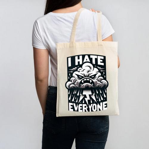 I Hate Everyone Introvert Anti-Social Dark Humor Canvas Tote Bag - Raresse