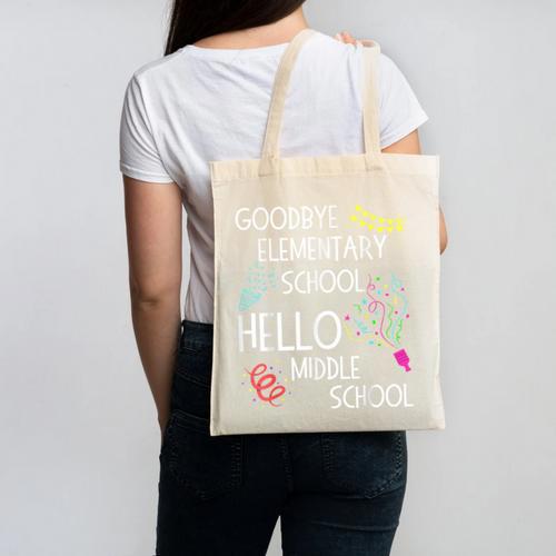 Hello Middle School Graduation Elementary School T-Shirt Canvas Tote Bag - Best Gift Smart