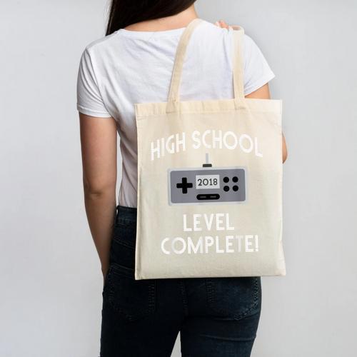 High School Graduation Shirt Level Complete Video Gamer Canvas Tote Bag - Best Gift Smart