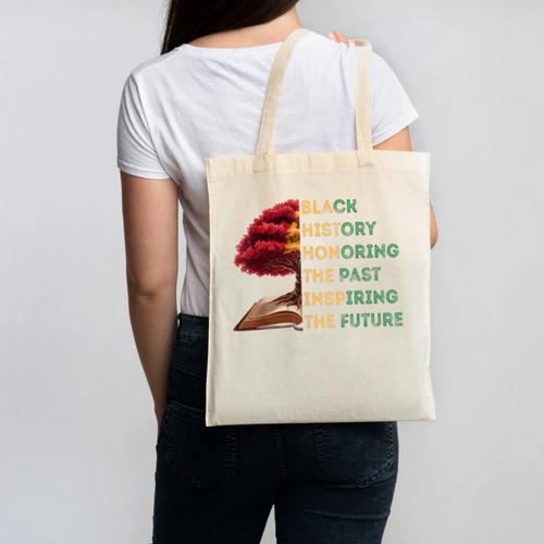 Honoring Past Inspiring Future History Month Tree Book Canvas Tote Bag - Bookorys