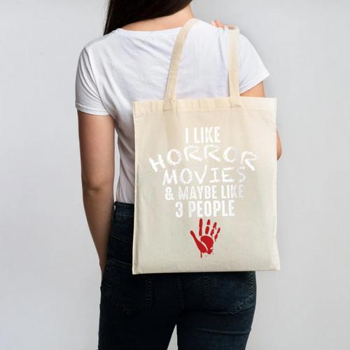 I Like Horror Movies And Maybe 3 People Introvert Canvas Tote Bag - Raresse