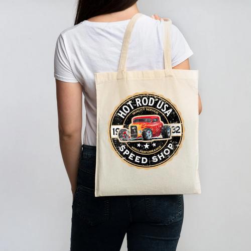Hotrod Custom Car Automotive Nostalgia Distressed Canvas Tote Bag - Figerry