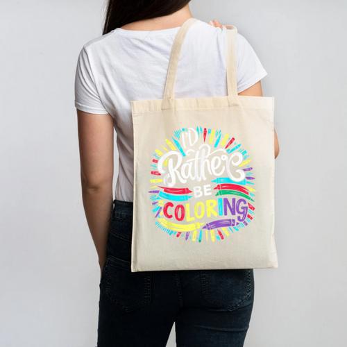 I'd Rather Be Coloring Books Color Drawing Book Canvas Tote Bag - Bookorys