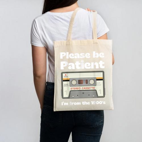 I'm From The 1900s Be Patient Retro Cassette Tape Canvas Tote Bag - Figerry