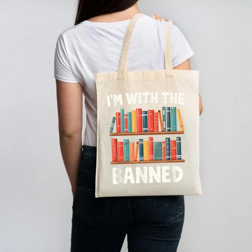 I'm With The Banned Librarian Banned Book Lover Reader Canvas Tote Bag - Bookorys CA