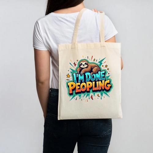 I'm Done Peopling Introvert Sloth Canvas Tote Bag - Raresse