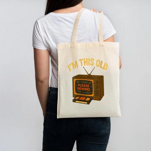I'm This Old Please Rewind 80s 90s Nostalgia VHS VCR Canvas Tote Bag - Figerry