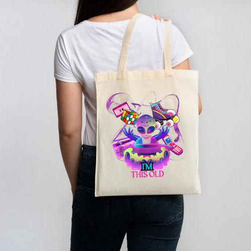 I’m This Old Retro 80s Nostalgia Alien Canvas Tote Bag - Figerry
