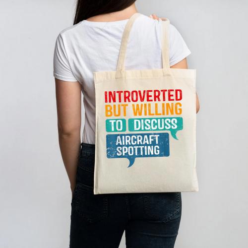 Introvert Aircraft Spotting Lovers Men & Women Canvas Tote Bag - Raresse