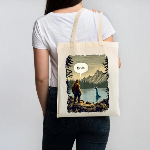 Introvert Bigfoot Sasquatch Loch Ness Monster Bruh Canvas Tote Bag - Raresse