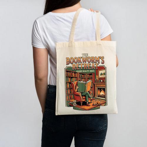 Introvert Book Lover The Bookworm's Retreat Canvas Tote Bag - Raresse