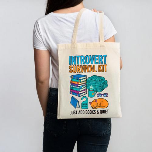 Introvert Book Lover Introvert Survival Kit Canvas Tote Bag - Raresse