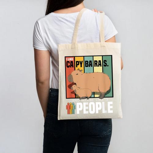 Introvert Capybara Rodent Animal Lover Antisocial Retro Canvas Tote Bag - Raresse