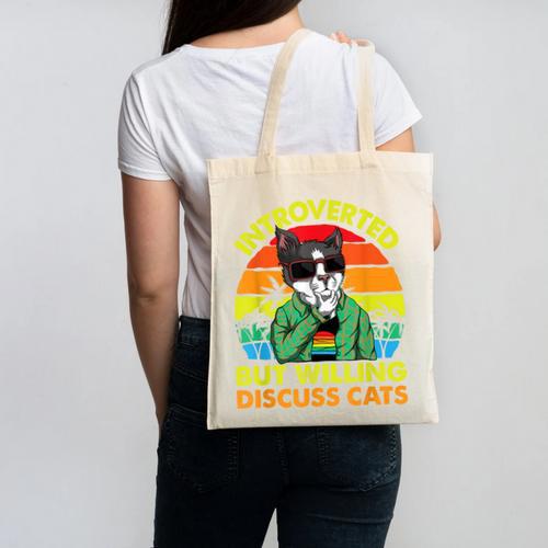 Introvert Cats Sarcasm Cat Lover Introverts Canvas Tote Bag - Raresse
