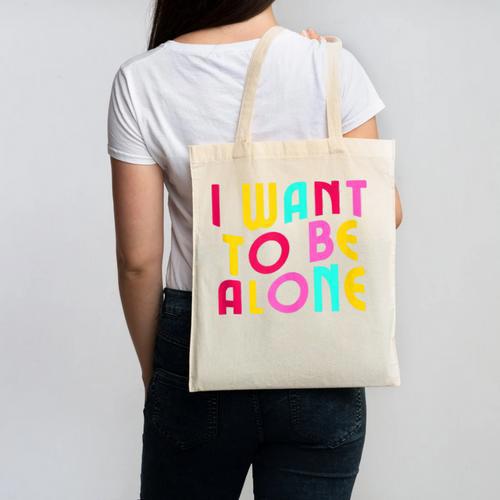 Introvert I Want To Be Alone Retro Wavy Canvas Tote Bag - Raresse