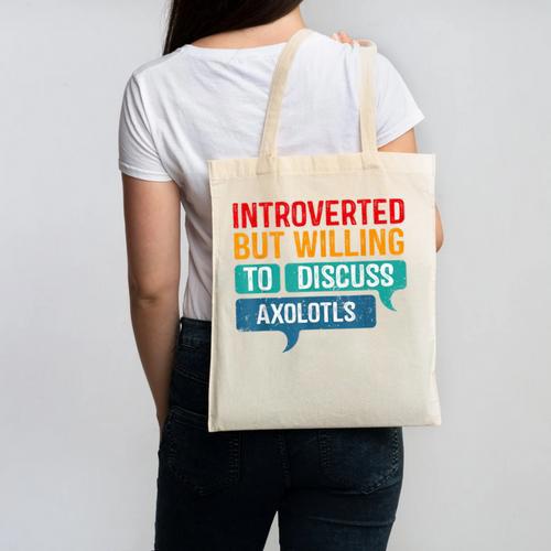 Introverted But Willing To Discuss Axolotls Canvas Tote Bag - Raresse