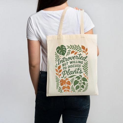 Introverted But Willing To Discuss Plants Botanical Canvas Tote Bag - Raresse