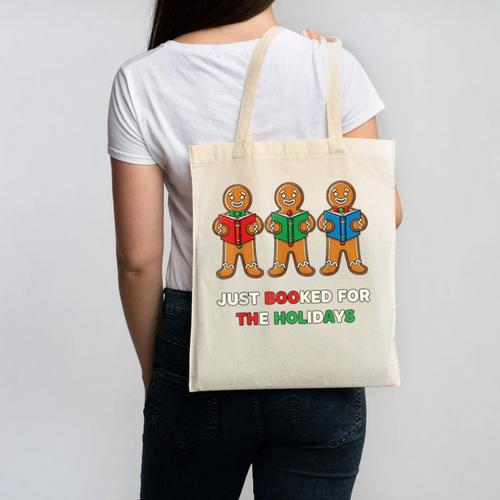 Just Booked For The Holidays Gingerbread Canvas Tote Bag - Bookorys CA