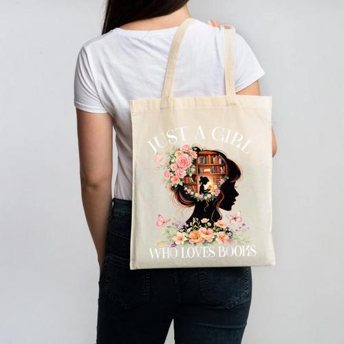 Just A Girl Who Loves Books Book Lover Reading For Women Canvas Tote Bag - Bookorys