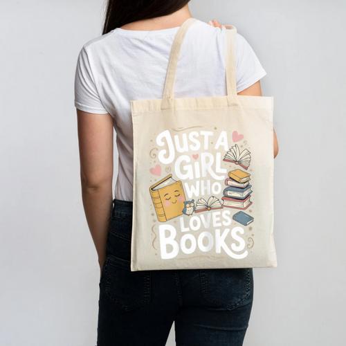 Just a Girl Who Loves Books Bookish Readers Book Lover Girls Canvas Tote Bag - Bookorys