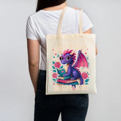 Just a Girl Who Loves Dragons And Books Dragon Canvas Tote Bag - Bookorys DE