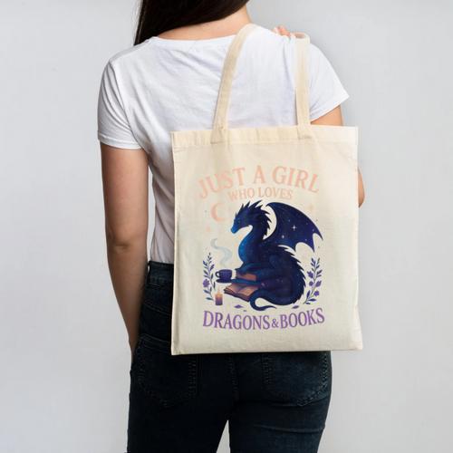 Just a Girl Who Loves Dragons And Books Fantasy Canvas Tote Bag - Bookorys CA