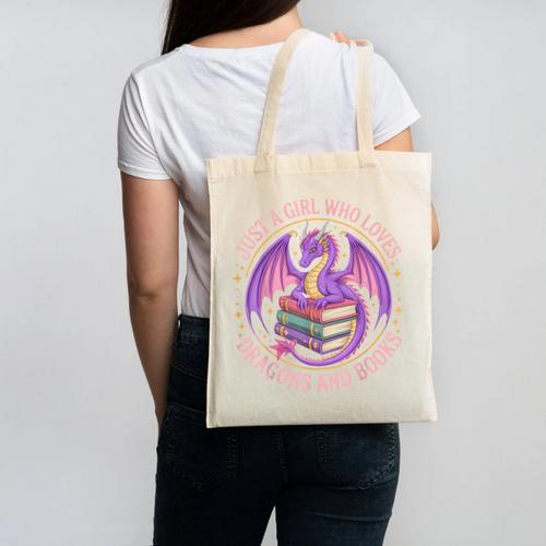 Just A Girl Who Loves Dragons And Books Fantasy Dragon Canvas Tote Bag - Bookorys CA