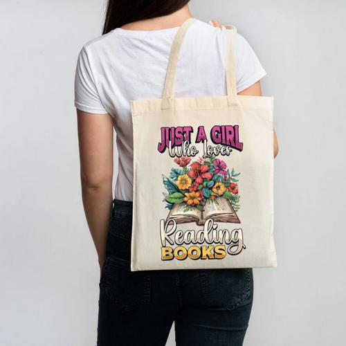 Just A Girl Who Loves Reading Books Canvas Tote Bag - Bookorys