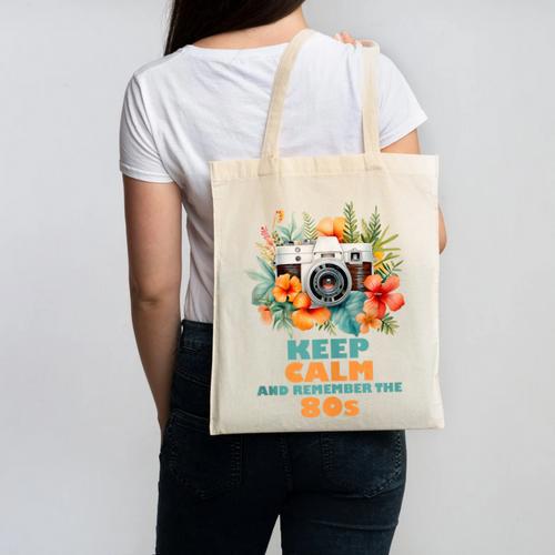 Keep Calm And Remember The 80s Retro Vintage Nostalgia Canvas Tote Bag - Figerry
