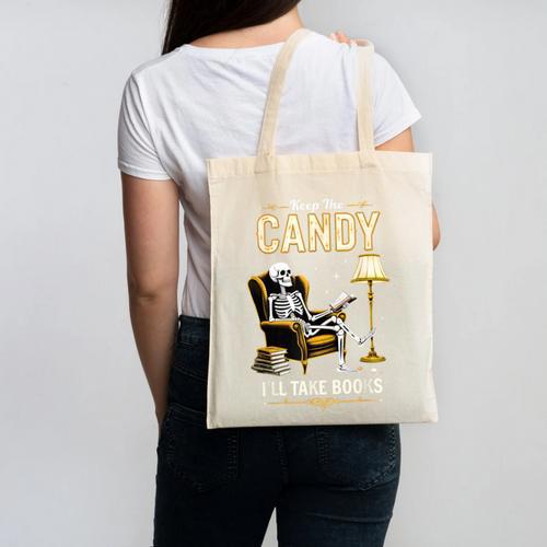 Keep The Candy I'Ll Take Books Halloween Canvas Tote Bag - Bookorys