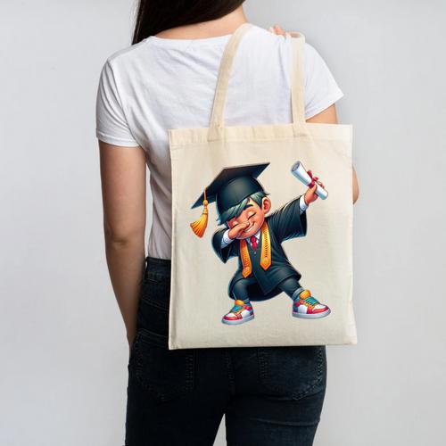 Kids Boys Grad Dabbing Graduation Class Of 2025 Canvas Tote Bag - Best Gift Smart