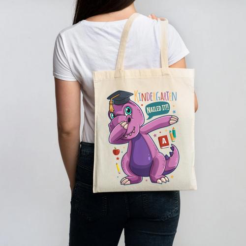 Kids Dabbing T Rex Graduation Kindergarten Class Of 2019 Canvas Tote Bag - Best Gift Smart