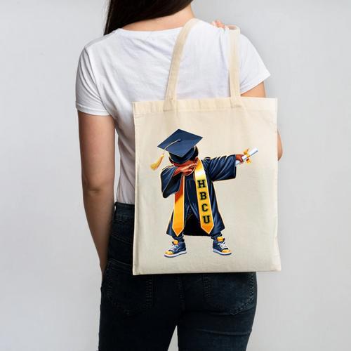 Kids HBCU Boys Grad Dabbing Graduation Canvas Tote Bag - Best Gift Smart
