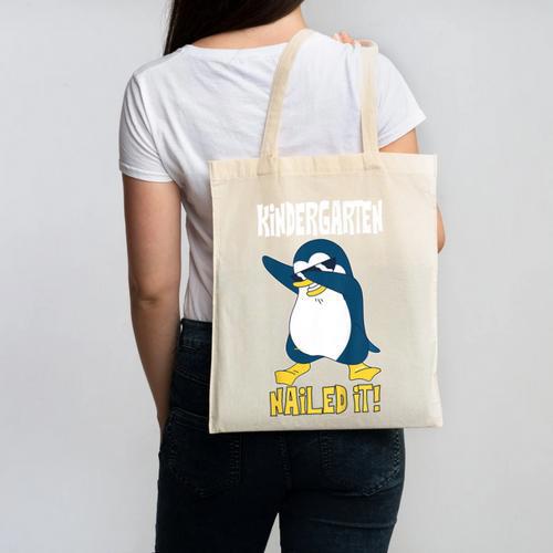 Kids Kindergarten Dabbing Penguin Nailed It Graduation Class 2021 Canvas Tote Bag - Best Gift Smart