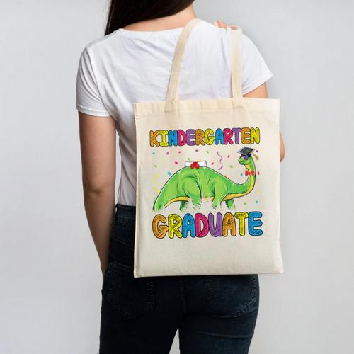 Kids Kindergarten Graduate Dinosaur Kindergarten Graduation Canvas Tote Bag - Best Gift Smart