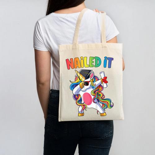 Kids Kindergarten Graduation Shirt Unicorn Graduate Nailed It Canvas Tote Bag - Best Gift Smart