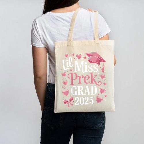 Kids Little Miss Pre-K Grad 2025 Preschool Girls Prek Graduation Canvas Tote Bag - Best Gift Smart