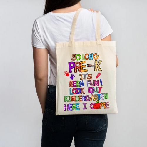 Kids So Long Kindergarten Here I Come Pre-K Graduation Graduate Canvas Tote Bag - Best Gift Smart